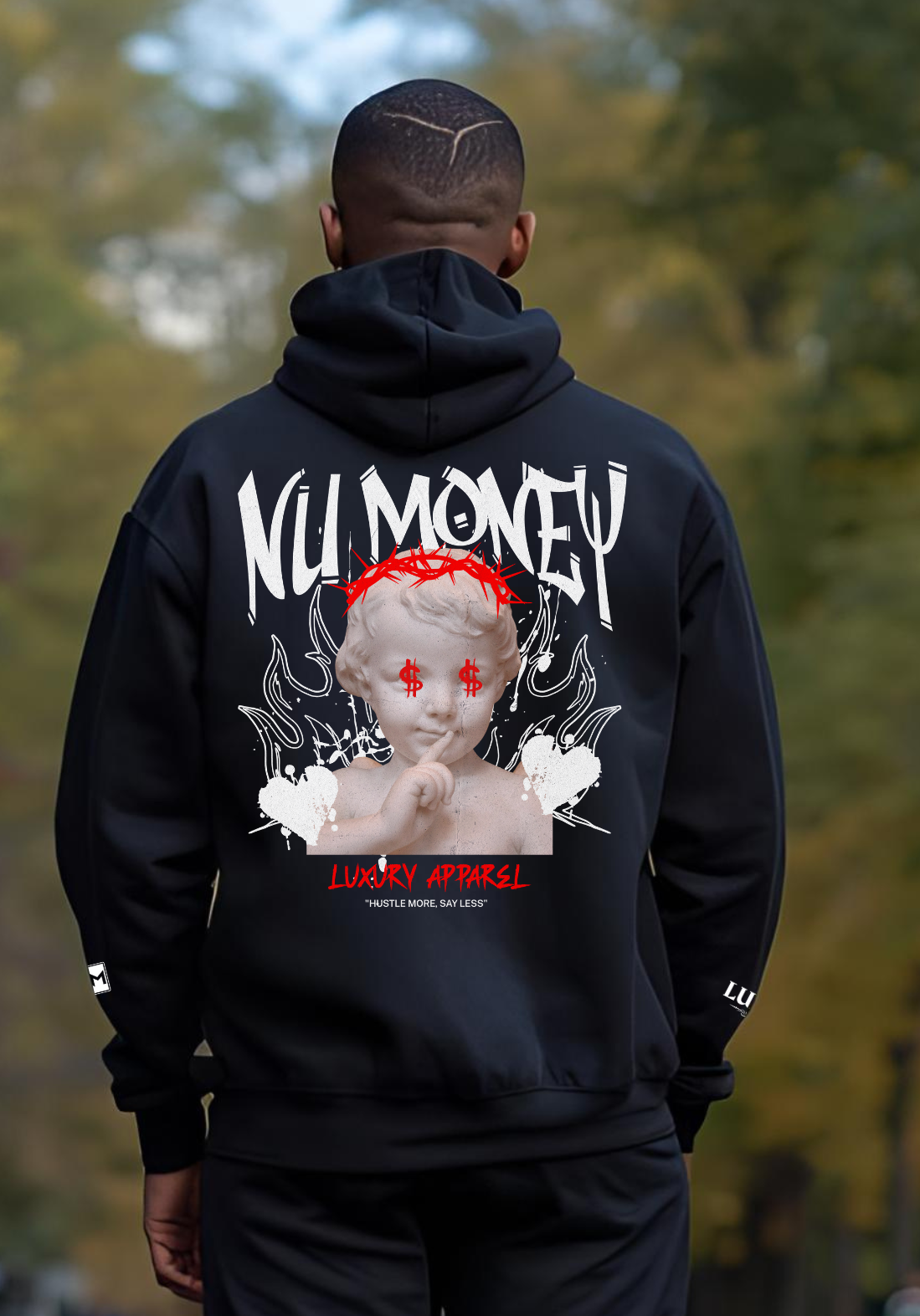 "Say less , hustle more" Hoody (black and red)