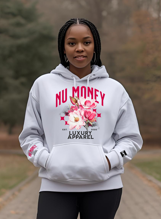 Floral bouquet Hoody (white & pink)