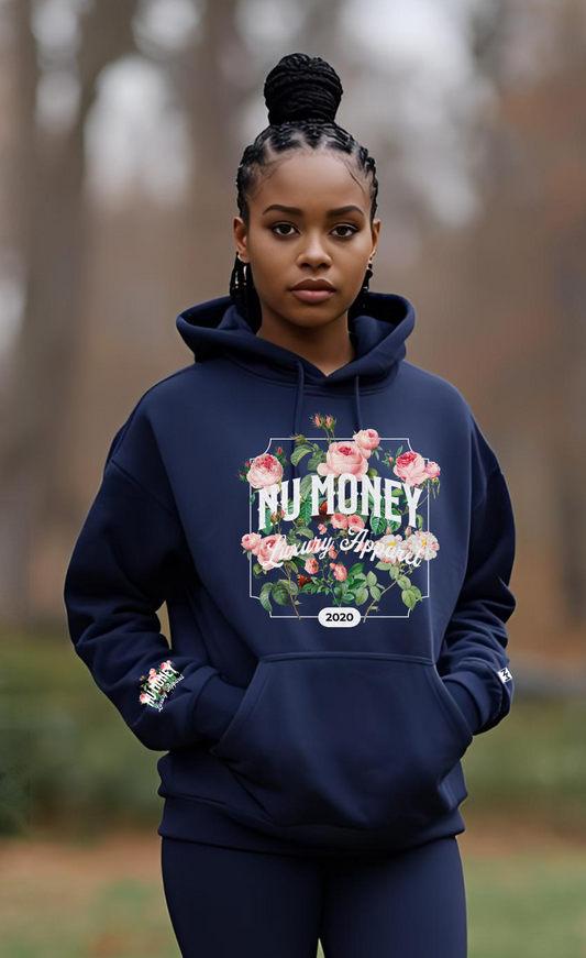 Pink roses Hoody (navy blue & pink)