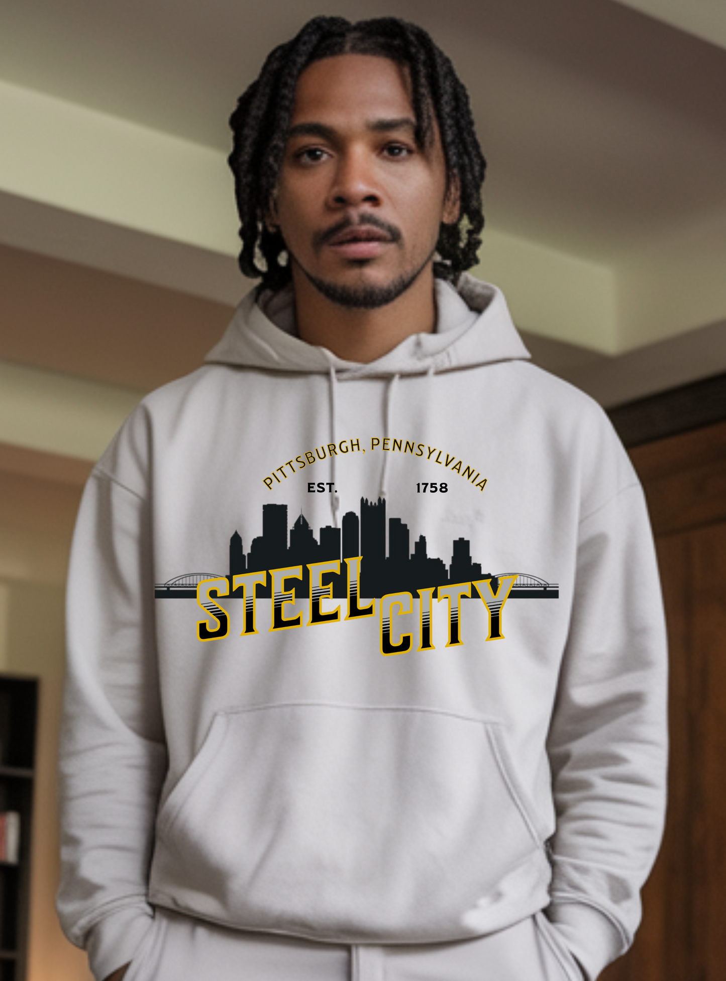 Steel city skyline hoody (white)